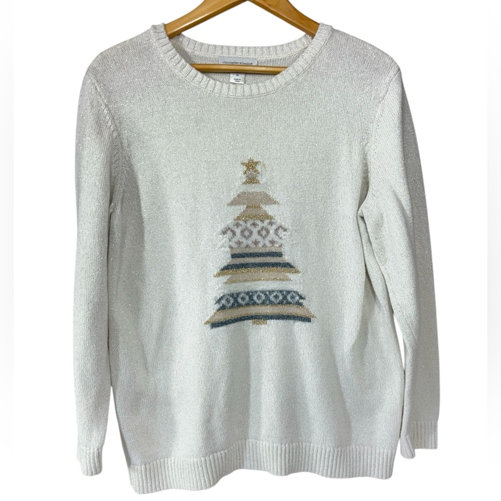 Christopher & Banks Classy Cream Neutrals Christmas Tree Sweater | Women’s XL